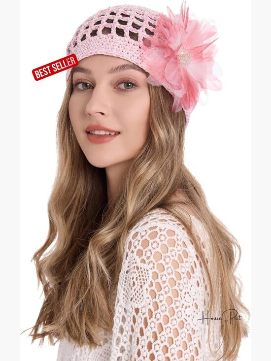 Crochet Beanie Summer Handmade Knit Lightweight Skull Cap Breathable Travel Hat main image 7